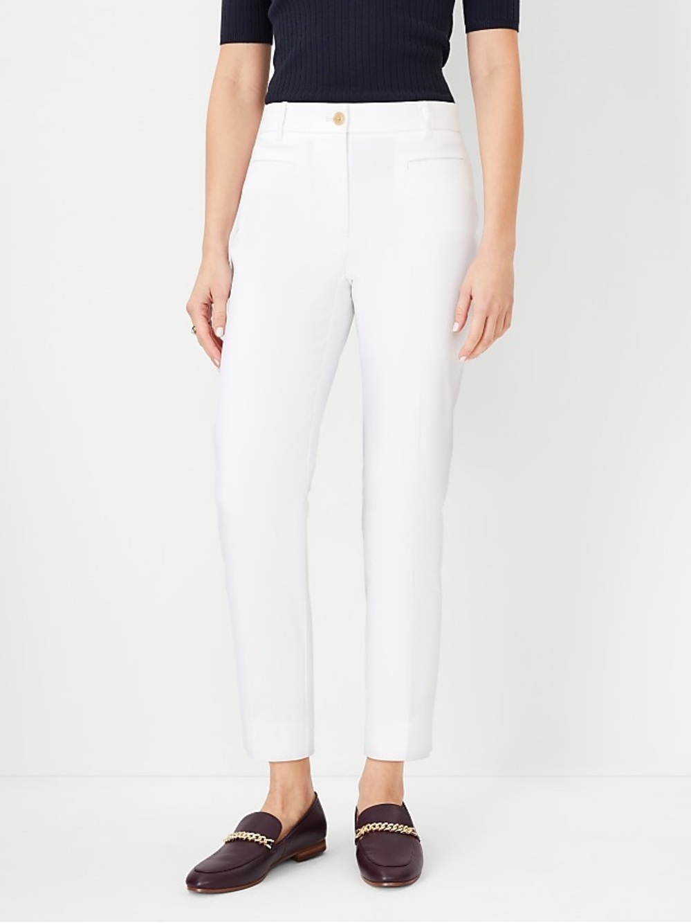 Ann Taylor White Straight-Leg Pants size 4